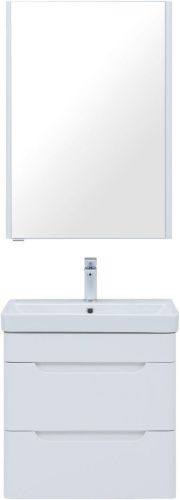 Комплект мебели: тумба с раковиной + зеркало-шкаф Aquanet София 00274197 60х50 подвесной цвет белый - фото 5