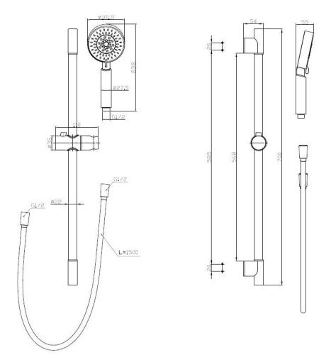 Душевой гарнитур BelBagno ANCONA BB-SAL-CRM настенный хром - фото 2