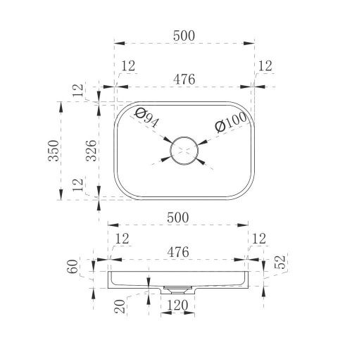 Раковина из искусственного камня Abber STEIN AS2602 50х40 накладная цвет белый без отверстий под смеситель - фото 5