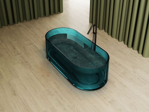 Ванна из полиэфирной смолы Abber Kristall AT9708Aquamarin 170х75 отдельностоящая овальная - фото 3