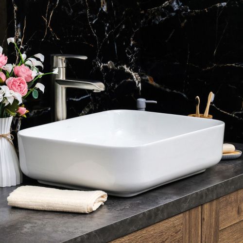 Раковина из сантехнического фарфора Melana 78109-805 50х40 накладная цвет белый без отверстий под смеситель - фото 5