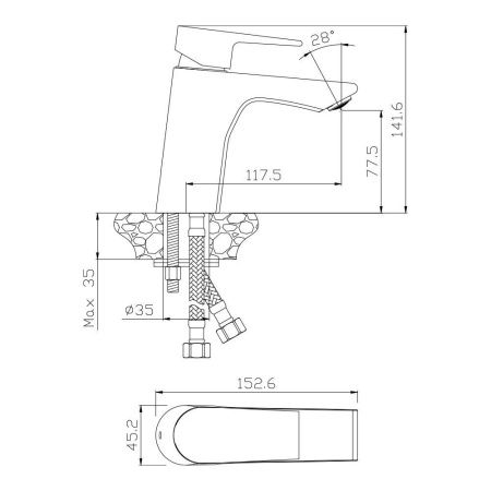 Смеситель WesnaArt Briz BRI20-210 на раковину хром