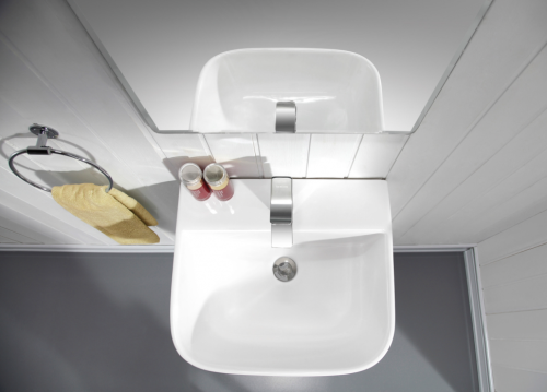 Раковина из сантехнического фаянса CeramaLux G515 30х30 напольная цвет белый 1 отверстие под смеситель - фото 2