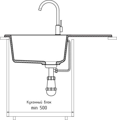 Кухонная мойка Granfest Rondo R-750L черный 75х45 цвет черный поверхность матовая - фото 4