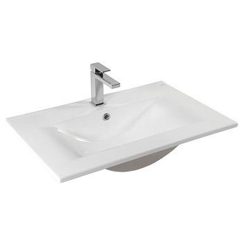 Раковина из сантехнического фарфора Bond Cube S05-700 70х50 встраиваемая цвет белый 1 отверстие под смеситель