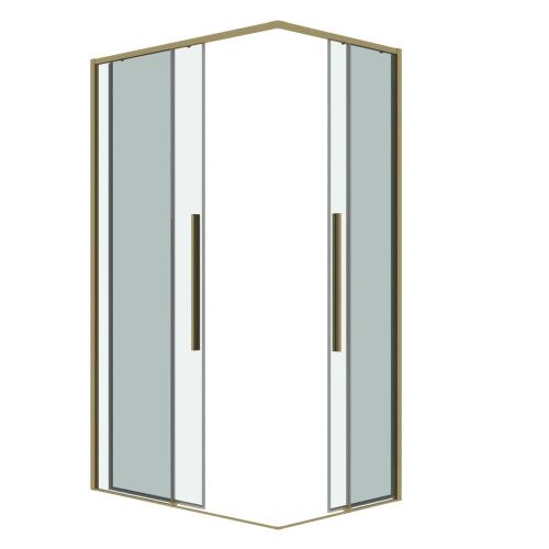 Душевой уголок Grossman Galaxy 300.K33.01.1110.32.00 110х100 стекло прозрачное профиль золото без поддона - фото 2