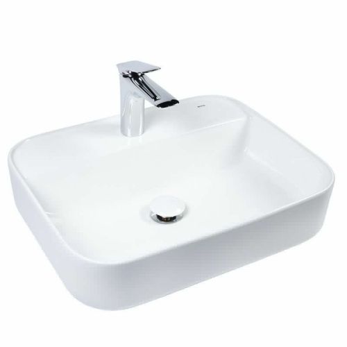 Раковина из сантехнического фарфора Bond Cube S13-500 50х40 накладная цвет белый 1 отверстие под смеситель - фото 2