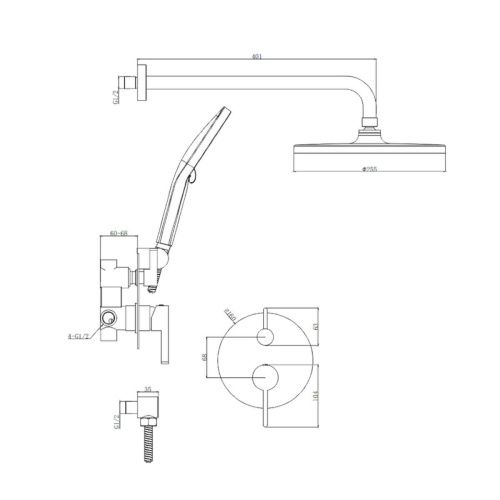 Душевая система Splenka S222.27.05 встраиваемая в стену цвет серый - фото 3
