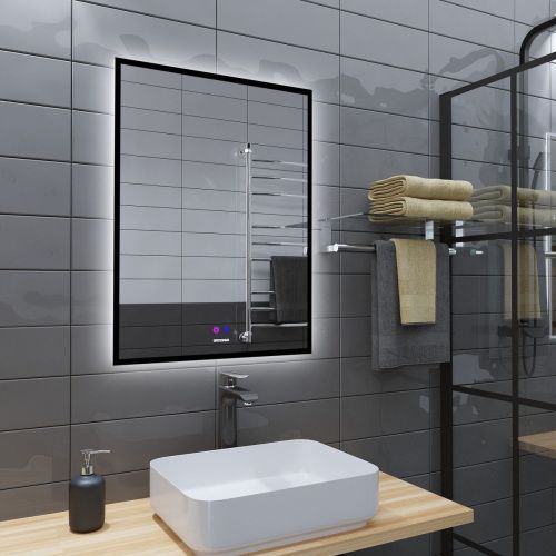 Зеркало с подсветкой и антизапотевателем Grossman PRAGMA-норма BLACK 1870802 70х80 подвесное - фото 3