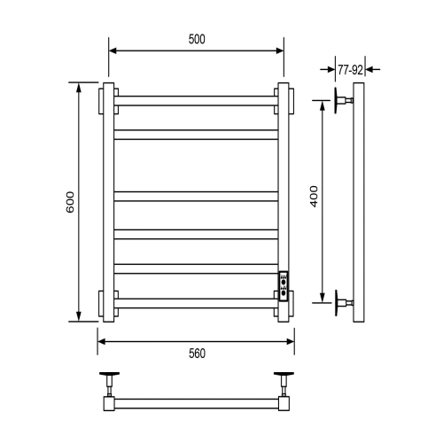 Полотенцесушитель электрический Veconi Barro-B B6050CH-B 50х60 хром - фото 2