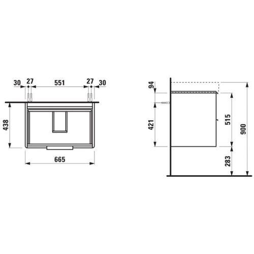 Тумба под раковину Laufen Base 4.0233.2.110.260.1 70х50 подвесная цвет белый - фото 2