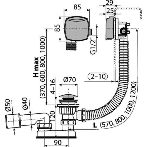 Слив-перелив Alcadrain A508CKM хром - фото 2