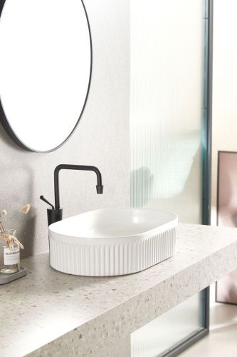 Раковина из сантехнического фарфора Sintesi SIN-LVB-APP-417 50х30 накладная цвет белый без отверстий под смеситель - фото 3