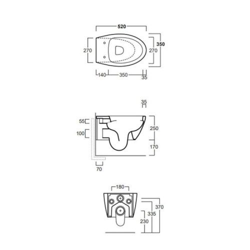 Чаша унитаза подвесная Simas LFT Spazio LFT18 bi rimless цвет белый без сиденья безободковая каскадный смыв - фото 2