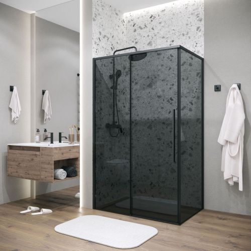 Душевая перегородка Grossman Galaxy 200.K33.01.70.21.10 70х195 стекло тонированное профиль черный - фото 3