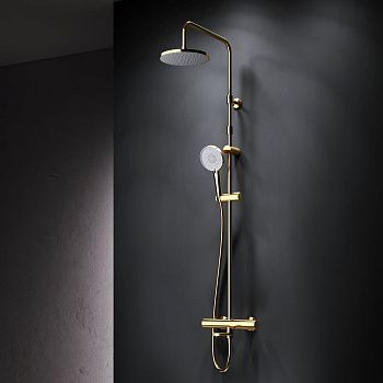 Душевая стойка Am.Pm X-Joy F0785A599 настенная цвет золото с термостатом