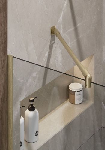 Душевая перегородка Timo T14 120х195 стекло прозрачное профиль золото - фото 4