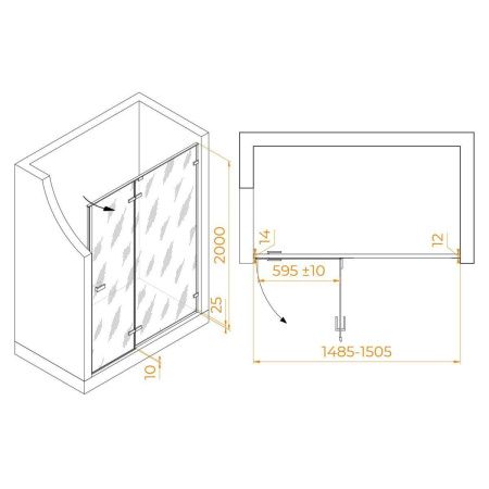 Душевая дверь RGW Stilvoll 353200415-110 150х200 стекло прозрачное профиль сатин