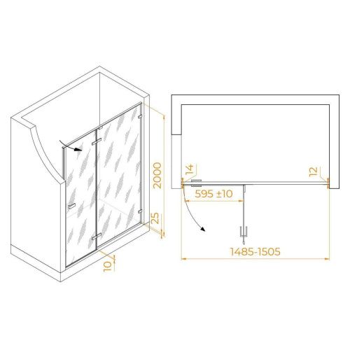 Душевая дверь RGW Stilvoll 353200415-11 150х200 стекло прозрачное профиль хром - фото 2