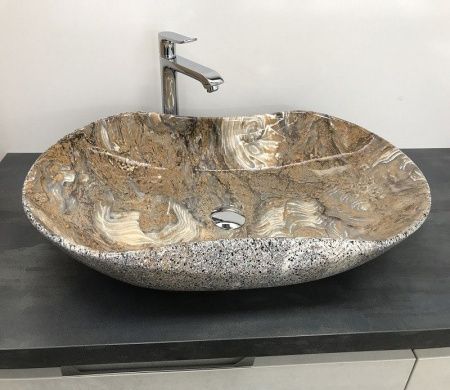 Раковина из сантехнического фаянса CeramaLux 503 70х40 накладная цвет многоцветный без отверстий под смеситель