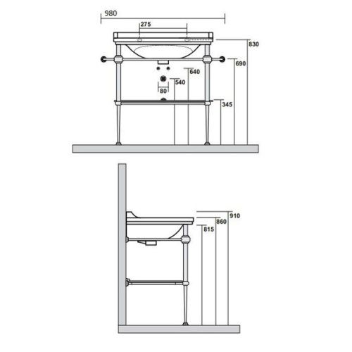 Консоль под раковину Kerasan Waldorf 9197K2 80х60 напольная цвет золото - фото 2