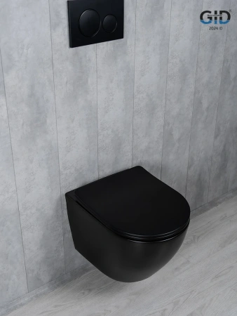 Унитаз подвесной Gid Tornado 62261Y черный с сиденьем микролифт безободковый смыв торнадо