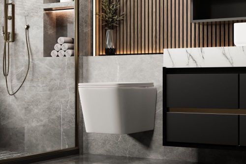 Унитаз подвесной Abber Rechteck AC1201MW белый с сиденьем микролифт безободковый каскадный смыв - фото 3