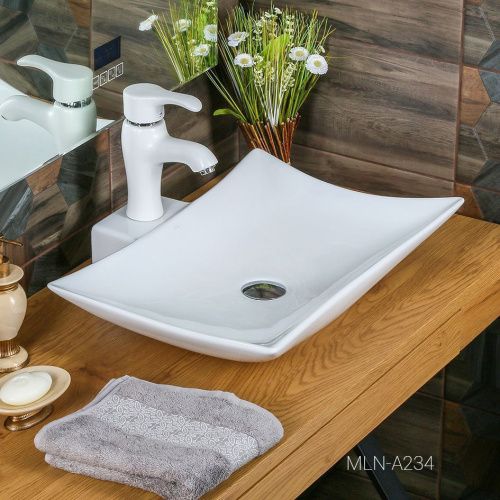 Раковина из сантехнического фарфора Melana A234-805 60х40 накладная цвет белый 1 отверстие под смеситель - фото 4
