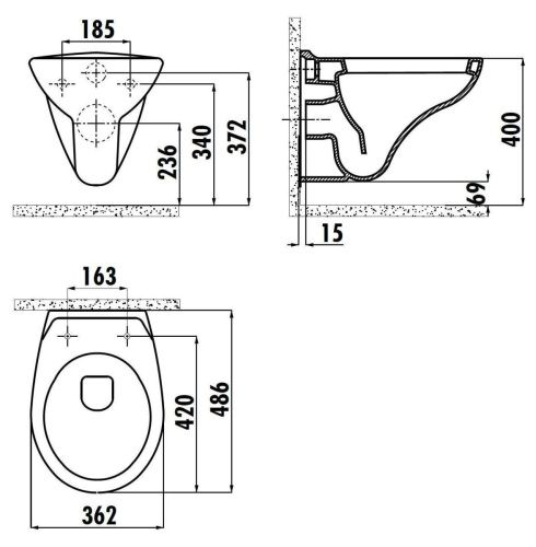 Чаша унитаза подвесная Creavit Perla TP320-00CB00E-0000 цвет белый без сиденья душевой смыв - фото 2