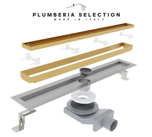 Душевой лоток Plumberia Selection PST IN-TILE PST60OB 60х5 золото - фото 3