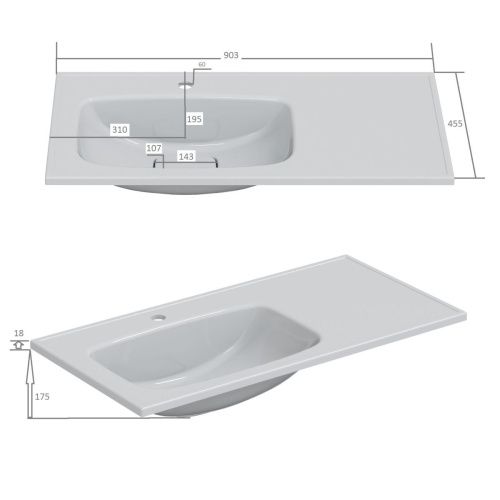 Раковина из искусственного камня СанТа Венера 900173 90х40 накладная цвет белый - фото 4