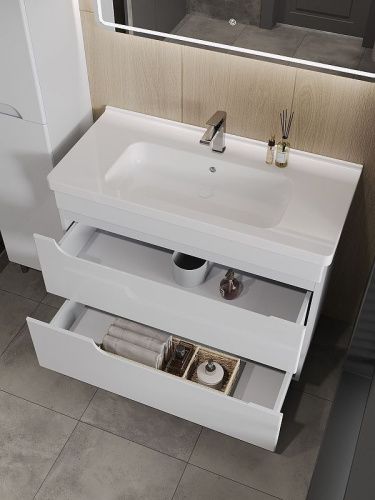 Тумба с раковиной Orange TOPLINE-Milano TMR100+RA 100х50 цвет белый - фото 3