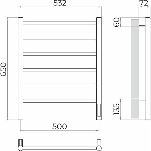 Полотенцесушитель электрический Terminus 4670078531155 55х65 хром - фото 3
