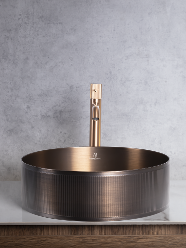 Раковина из нержавеющей стали AltroBagno Costoso AltroBagnoCostoso001008BrAn 40х40 накладная цвет бронза - фото 3