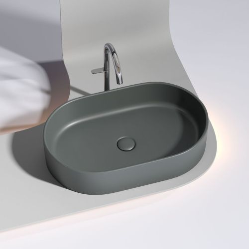 Раковина из сантехнического фарфора Ceramica Nova ELEMENT CN6048MDH 60х40 накладная цвет черный без отверстий под смеситель - фото 3