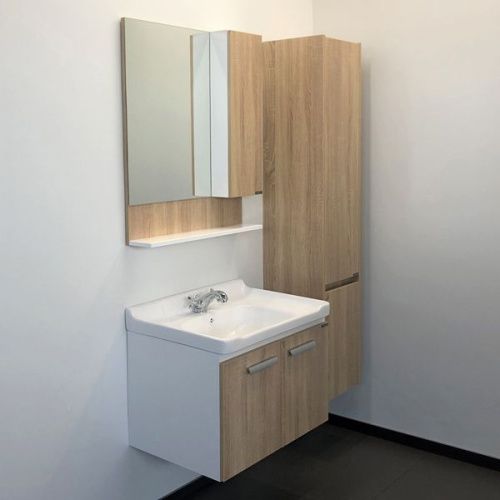 Тумба с раковиной Comforty Рига 00004142215CF 70х50 подвесная цвет коричневый - фото 5