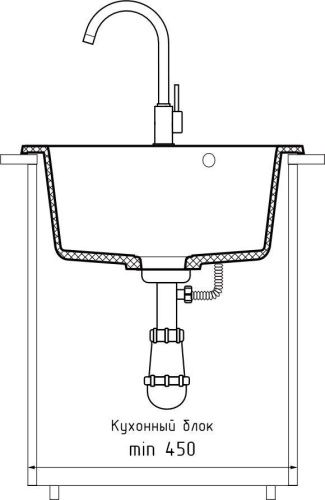 Кухонная мойка Granfest Rondo R-480 черный 50х50 цвет черный поверхность матовая - фото 4