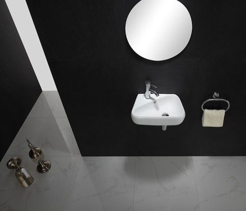 Раковина из сантехнического фаянса CeramaLux 9275R 50х30 подвесная цвет белый 1 отверстие под смеситель - фото 5