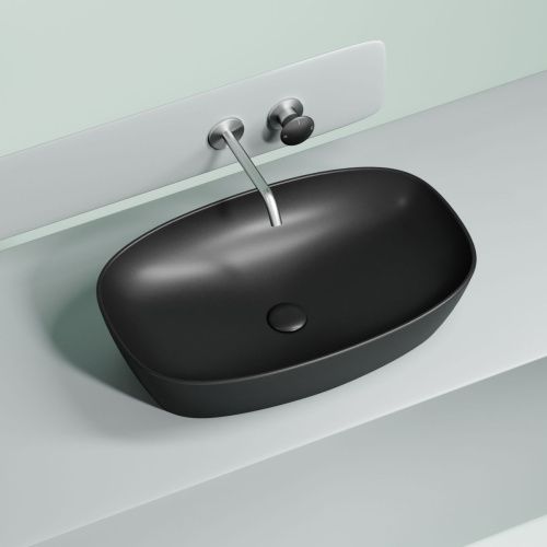 Раковина из сантехнического фарфора Ceramica Nova ELEMENT CN6049MB 60х40 накладная цвет черный без отверстий под смеситель - фото 4