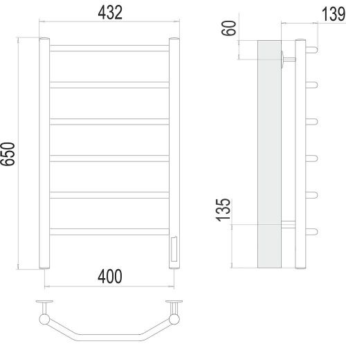 Полотенцесушитель электрический Terminus 4670078531186 45х65 хром - фото 3