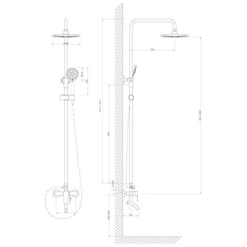Душевая стойка Voda VST3300-2 настенная цвет хром - фото 3