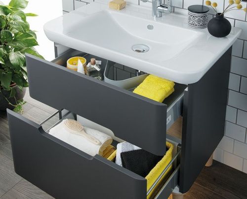 Тумба с раковиной Vitra Sento 60836 80х50 подвесная цвет черный - фото 3