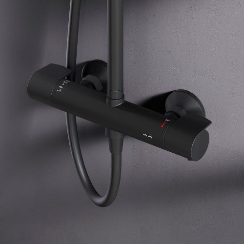 Душевая стойка Am.Pm X-Joy F0785A422 настенная цвет черный с термостатом - фото 4