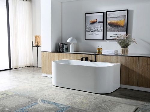 Ванна акриловая Abber AB9310 170х80 пристенная овальная с каркасом - фото 3