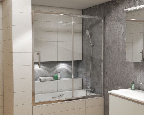 Душевая шторка на ванну Grossman GR-170/2 170х140 стекло прозрачное профиль хром глянцевый ориентация универсальная - фото 2