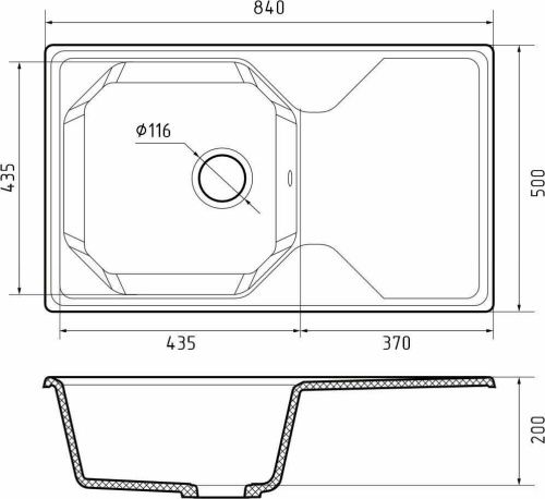 Кухонная мойка Granfest Unique U-840L графит 85х50 цвет серый поверхность матовая - фото 3