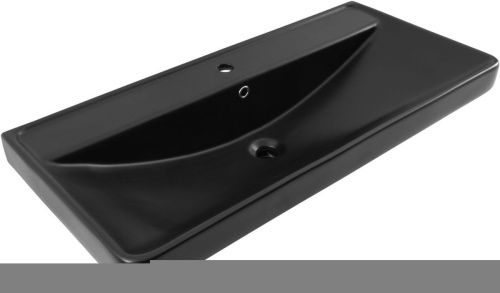 Раковина керамическая Aquanet Ирис 00329251 105х47 полувстраиваемая цвет черный 1 отверстие под смеситель - фото 4