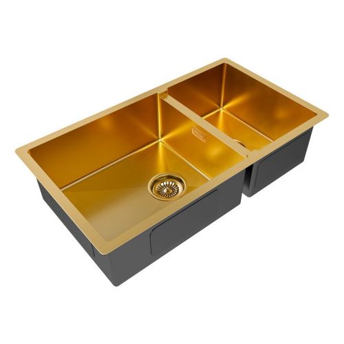 Кухонная мойка Paulmark GERBERG 78/2S UNI PM227844-BG 45х40 цвет золото поверхность брашированная - фото 2