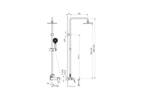 Душевая стойка Wonzon & Woghand Balance WW-054601-CR настенная цвет хром - фото 2