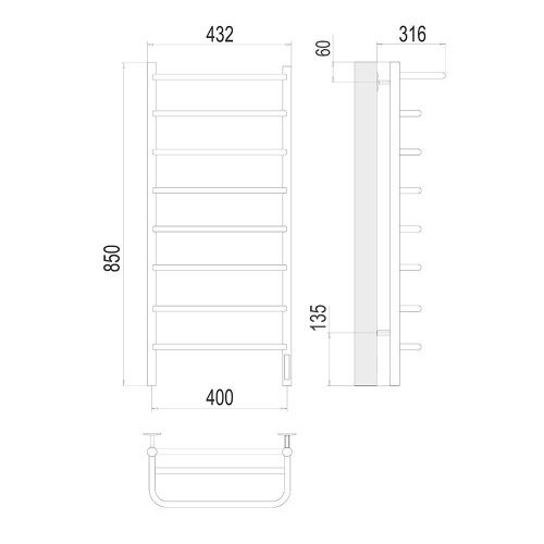 Полотенцесушитель электрический Terminus 4670078531445 45х85 хром - фото 3